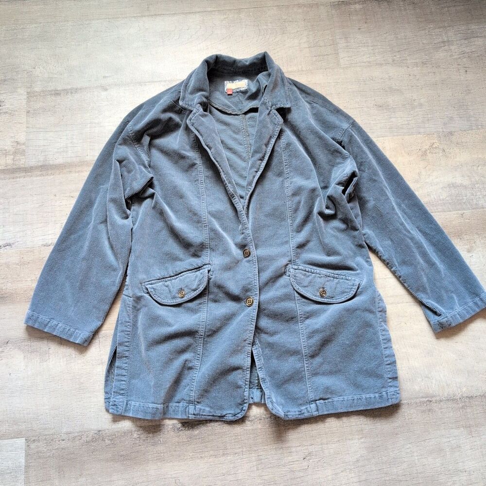 Pilcro Anthropologie Womens Washed Corduroy Blazer Size S Blue Oversized Jacket
